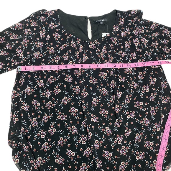 NWT Papermoon Black Floral Pullover Top Sheer 3/4 Sleeve Blouse Small - Picture 13 of 15